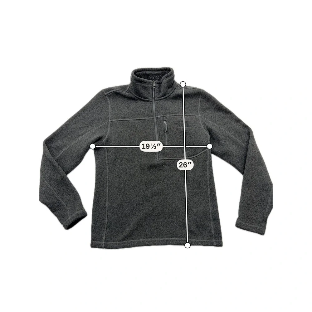 The North Face Fleece Gordon Lyons Quarter Zip Pullover Jacket Grey Mens Size S